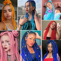 Ekstensi Rambut Berkualitas Tinggi Siap Kirim, Kepang Ekspresi Mudah untuk Wanita, Rambut Sintetis Pre-Stretched untuk Kepang