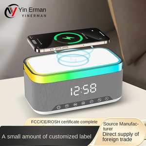Radio Reloj Despertador Bluetooth Portátil con Luces LED <span class=keywords><strong>de</strong></span> Colores Personalizables, con Carga Inalámbrica para Teléfono y Módem <span class=keywords><strong>de</strong></span> Escritorio - Product Image 5