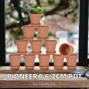 Pot de fleurs en terre cuite moderne, léger, écologique, biodégradable, de haute qualité, avec trou de drainage, mini pot de jardin en argile de 6,2 cm - Product Image 2