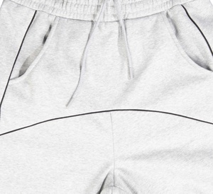 Streetwear de taille en coton personnalisé pour hommes, pantalon de jogging à jambes larges avec cordon de serrage, pantalon de survêtement ample imprimé passepoil - Product Image 4