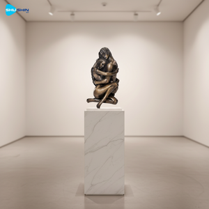 Индивидуальные полноразмерные романтические уличные современные скульптуры из полированной нержавеющей стали: модные парные танцующие фигуры, обнаженный танцующий мужчина - Product Image 6