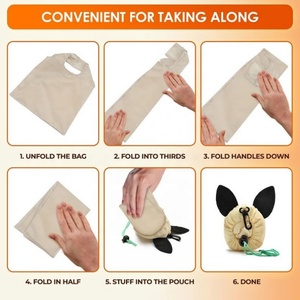 โรงงานสีเหลืองกลาง รับทำโลโก้ตามสั่ง กระเป๋าช้อปปิ้งพับได้ลายการ์ตูนสัตว์ พิมพ์ลาย ใช้ซ้ำได้ เป็นมิตรกับสิ่งแวดล้อม สายสะพายไหล่ ขนาด 15x22.8 นิ้ว - Product Image 3