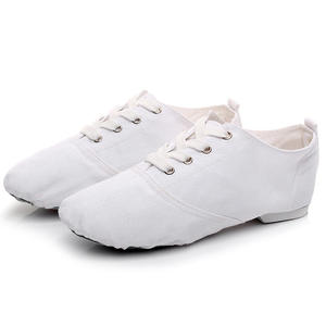 Barato Unisex Mujeres Hombres Tamaño completo Negro Rojo Blanco Rosa Lona Zapatos de baile de Jazz de tacón bajo - Product Image 3
