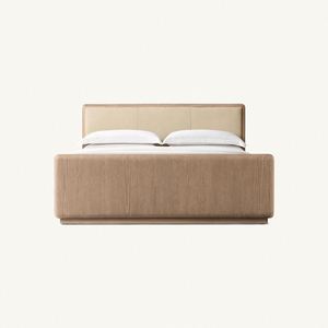 Meubles de chambre à coucher modernes de style américain, cadre de lit en bois avec panneaux en cuir et pied de lit - Product Image 3