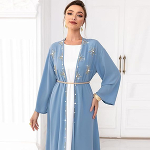 <span class=keywords><strong>Cardigan</strong></span> à manches bouffantes 2024 élégant ouvert Abaya longue robe Abaya femmes robe musulmane - Product Image 5