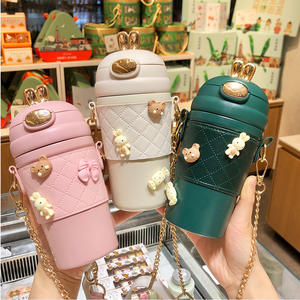 Tasses à café en céramique de voyage en acier inoxydable à double paroi, <span class=keywords><strong>gobelet</strong></span> à motif de <span class=keywords><strong>licorne</strong></span> de dessin animé, tasses réutilisables avec couvercles et pailles - Product Image 6