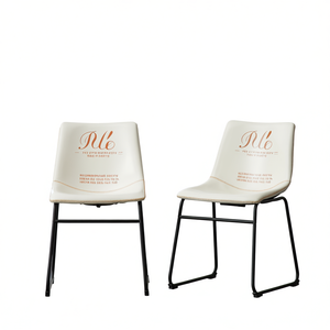 Lotusville – ensemble de 2 chaises de salle à manger en cuir PU vintage, design élégant blanc, pieds en métal, meubles pour la maison - Product Image 1
