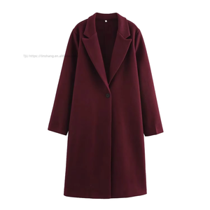 Women's <b>Wool</b> Blend Long Coat - Oversized Single-Button Trench Outerwear Fashion - Product Image 2