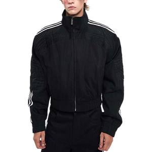 Abito fringuello personalizzato Streetwear a <span class=keywords><strong>righe</strong></span> laterali con Zip corta <span class=keywords><strong>giacca</strong></span> da moto da equitazione Vintage in poliestere giacche Crop da <span class=keywords><strong>uomo</strong></span> - Product Image 4