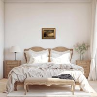 Impression sur toile vintage encadrée or du Père Noël, décor mural de Noël antique avec traîneau et rennes, échantillons OEM ODM prêts en moins d'une journée