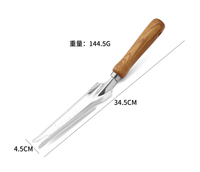 Paletta da Giardino Multiuso in Acciaio Inox con Manico in Legno, Strumento per Diserbo e Scavo con Bordo Seghettato e Scala Graduata