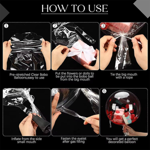 كرات بوبو الشهيرة - بالونات شفافة بالجملة بحجم 20 بوصة قابلة للنفخ مع عربة دفع بيع بالجملة للبالونات. - Product Image 4