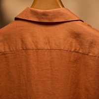 Kemeja Pria Lengan Pendek Ramah Lingkungan Kemeja Linen Pria 100% Linen Alami Murni Berkelanjutan Bernapas Kasual Logo Kustom Atasan