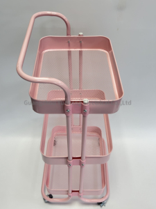 Chariot de salon de beauté rose, équipement de salon de beauté, chariot de salon de beauté en métal avec roulettes pour spa - Product Image 3