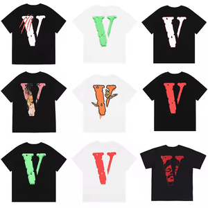 2025 Oversize Unisex 100% cotone t-shirt manica corta stampa Casual collaborazione solido grande modello V moda estiva per coppie - Product Image 2