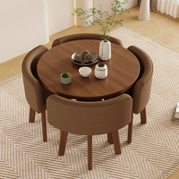 Nouvelle table basse et ensemble de chaises en bois massif et marbre circulaires pour le salon