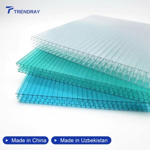 Panneaux de serre modernes en <span class=keywords><strong>polycarbonate</strong></span> alvéolaire multicouche à double paroi en nid d'abeille, matériaux de construction en plastique pour toiture - Product Image 1
