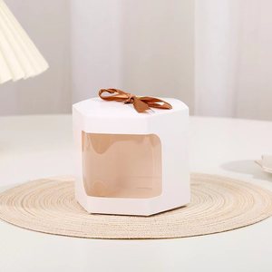 Caja de papel de embalaje con Lazo de cinta, hexagonal, transparente, para regalos, venta al por mayor, tienda Web - Product Image 5