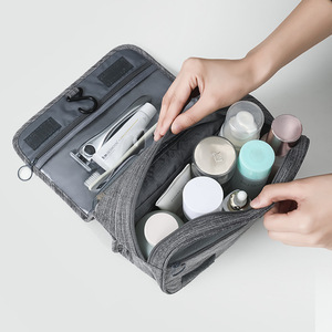 <b>Toiletry</b> Bag Hanging Dry Wet Separation <b>Storage</b> Cosmetic Bag Travel Organizer Gray Rectangle Hook Type - Product Image 1