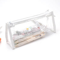 Trousse à crayons transparente moderne grande capacité personnalisée en gros, étui triangulaire en tissu imperméable pour l'école et le bureau