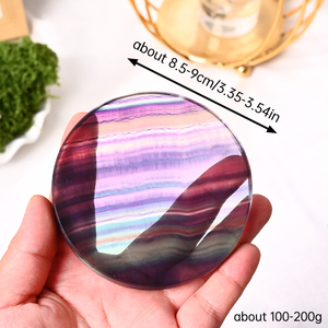 Pierre précieuse naturelle polie de haute qualité, tranche ronde de fluorite arc-en-ciel pour sous-verre à café - Product Image 5