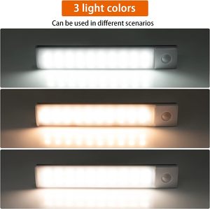 2 Pack Motion Sensor <strong>Under</strong> <strong>Cabinet</strong> <strong>Lights</strong> 40 LED USB Rechargeable Battery Operated LED Closet <strong>Light</strong> Wireless Magnetic Dimmable - Product Image 2
