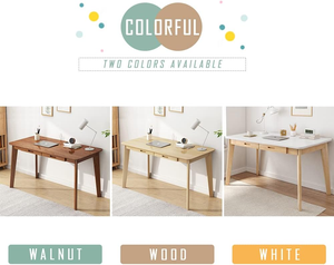 Escritorio de bambú-Escritorio de banco de trabajo para oficina en casa con cajón, mesa de estudio de trabajo para computadora portátil de 39,37 "de ancho - Product Image 4