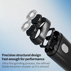 Afeitadora eléctrica recargable por USB para hombres, cuchilla de corte magnética doble, afeitadora rotativa para viajes y uso en coche, función lavable - Product Image 4