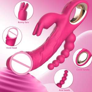 Vibratore Rabbit 3 in 1 per Donne, Stimolatore Clitorideo, Vibratore Punto <span class=keywords><strong>G</strong></span>, Masturbatore Femminile Indossabile, Giocattoli Sessuali per Adulti - Product Image 1