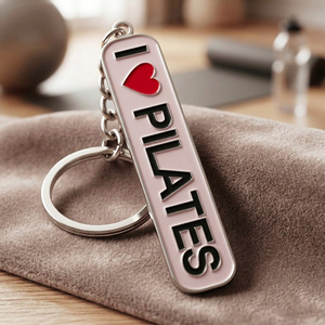 Llavero de Metal Personalizado, Aleación de Zinc, Plateado, con Logo Esmaltado, Diseño 'I Love Pilates', para Llaves, <span class=keywords><strong>Bolsa</strong></span> de Gimnasio, Mochila - Product Image 4