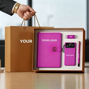 Wholesale Corporate Activities Umbrella PU Leather A5 Business <b>Gift</b> Set Custom Logo Stainless Steel USB/Power Bank <b>Gift</b> <b>Box</b> - Product Image 1