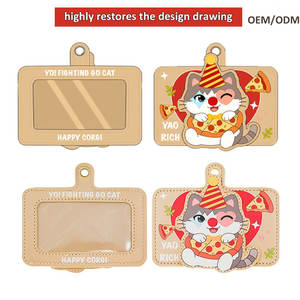 ที่ใส่บัตรรูปแมวน่ารักแบบการ์ตูน พร้อมพวงกุญแจ  วัสดุหนัง PU  ใส่บัตรได้  ทำบัตรประจำตัวสำหรับตุ๊กตาได้ - Product Image 4