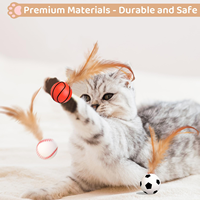 Nouveau jouet interactif pour chat en caoutchouc, balle élastique en plumes et fausse fourrure de poulet, écologique, moderne, jouet de stimulation pour chat, anti-ennui, fournitures