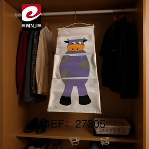 Mnj 3 Compartment Hanging Storage Bag With Cow Design For Closet Organizing - Product Image 3