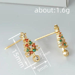 Boucles d'oreilles en forme d'arbre de Noël doré avec cristaux en strass, étoile en haut, bijoux mignons pour femmes, cadeau de Noël - Product Image 5