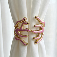 Penjepit Gorden Logam Gaya Cloisonné Mewah Ringan Terbaru, Desain Cabang yang Canggih, untuk Gorden Niche yang Elegan