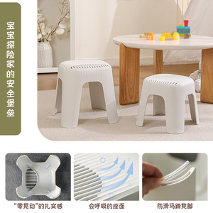 Fu Ri Kids <b>Step</b> <b>Stool</b> Plastic Stackable Thickened Bathroom Chair For Home Living Room Toilet Children's Room Kindergarten - Product Image 2