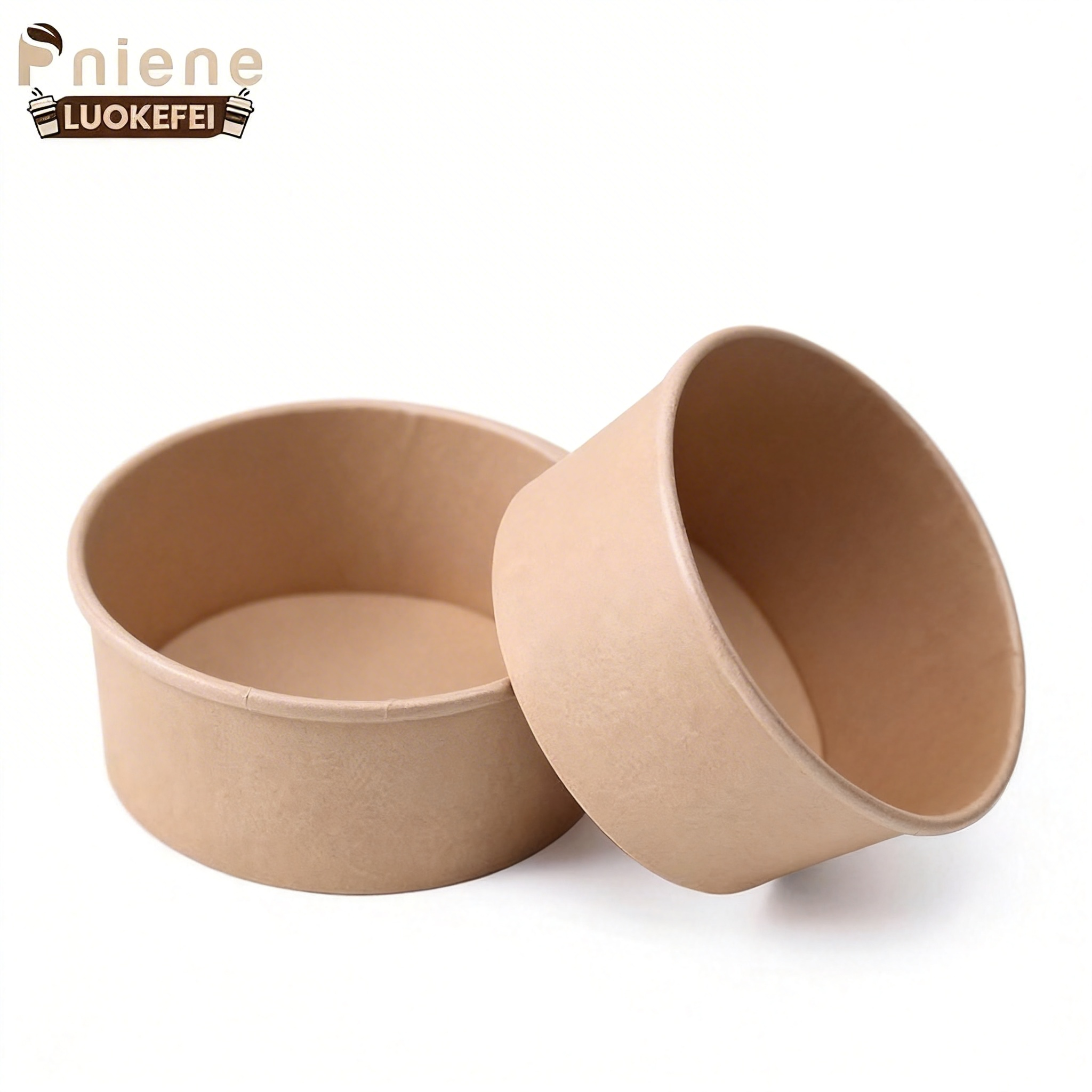 Disposable Wholesale Compostable Food Packing Heatable Kraft Paper Cup Container Round Salad Bowls Soup Paper Bowl