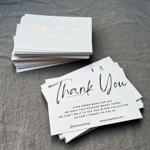 Wholesale Custom Logo Rose Gold Hot Stamping Thank You <b>Cards</b> Matte White Paper <b>Gift</b> Appreciation <b>Cards</b> For Clothing Cosmetic - Product Image 3