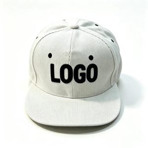 Gorra de Béisbol Personalizada al por Mayor con Logotipo, Gorra Snapback de Pana a Rayas de 6 Paneles con Visera Plana, Estilo Hip Hop, Bordado en Color Pantone - Product Image 1