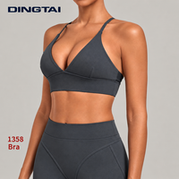 Soutien-gorge de sport Dingtai à double brossage, dos profond découpé en V, avec coussinets amovibles, bonnet complet, sans armatures, maintien moyen pour femme, cyclisme
