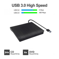 Portable USB 3.0 Blu-ray Burner Slim Design Custom Logo DVD RW CD Writer Drive for Laptop PCs Desktops Optical Drives Included