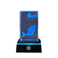 Lampu Meja Minimalis Modern Bercahaya dengan Basis Warna-warni Sensitif Sentuhan, Ornamen Kubus Kristal Kreatif Bernuansa Religius