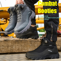 Bottes mi-mollet en daim et toile avec embout en acier, doublure en fourrure légère et rembourrée, pour l'hiver, usage en usine, fermeture éclair latérale, moto, tactiques, travail, toutes occasions
