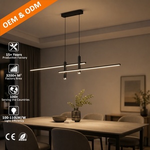 Lampada a sospensione moderna nordica nera e oro, a LED, lineare, per ristorante, cucina, soggiorno e sala da pranzo - Product Image 1