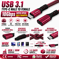 Câble d'extension USB 3.1 Type C LUNGKAY 10 Gbps 100 W PD à charge rapide 4K144Hz, mâle vers femelle, cordon tressé en nylon pour VR MacBook SSD