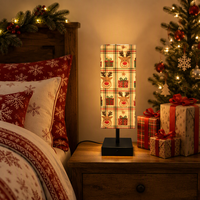Lámpara de Mesa Festiva para Decoración de Navidad y Halloween, con Portalámparas E26, Lámpara de Noche de Tela para Mesa de Noche con Bombilla LED de 9W y 3 Colores Atenuables