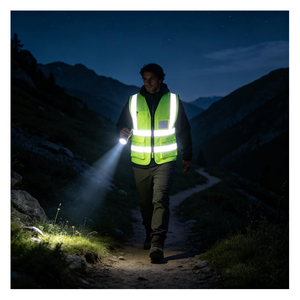 سترة أمان عاكسة عالية الوضوح مخصصة للرجال، مصنوعة من البوليستر الشبكي مع جيوب وشعار، ملابس عمل للبناء والأمن - Product Image 2