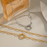 Bijoux de mode anti-ternissement, plaqué or 18 carats, acier inoxydable, fermoir rond à pression, collier avec pendentif, collier chaîne à maillons pour femmes