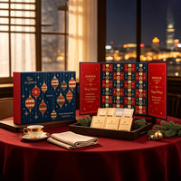 Boîte de calendrier de l'avent de Noël à double ouverture personnalisée, boîte de compte à rebours de 24 jours en carton, emballage cadeau surprise pour café et thé